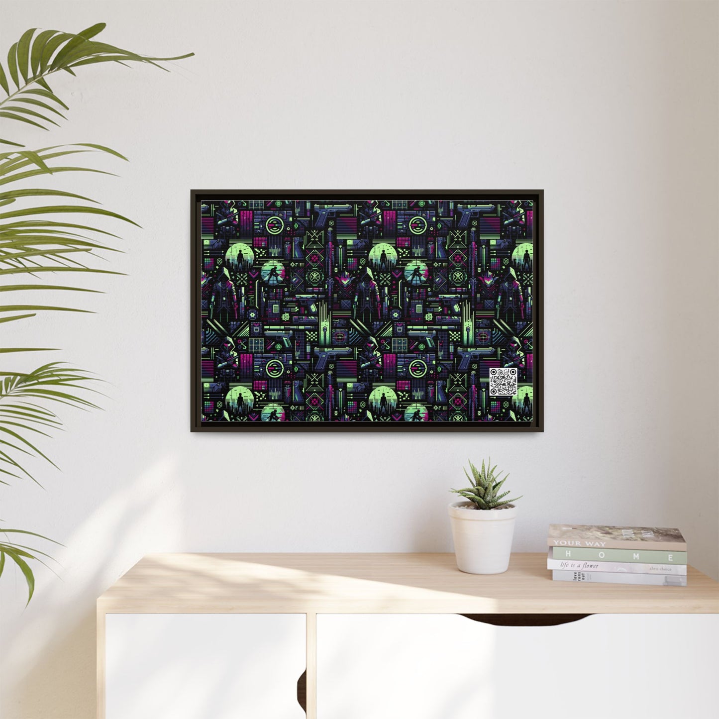 Tech Noir Futuristic Cyberpunk Matte Canvas, Framed (multi-Color) - 8404 Design-63 A