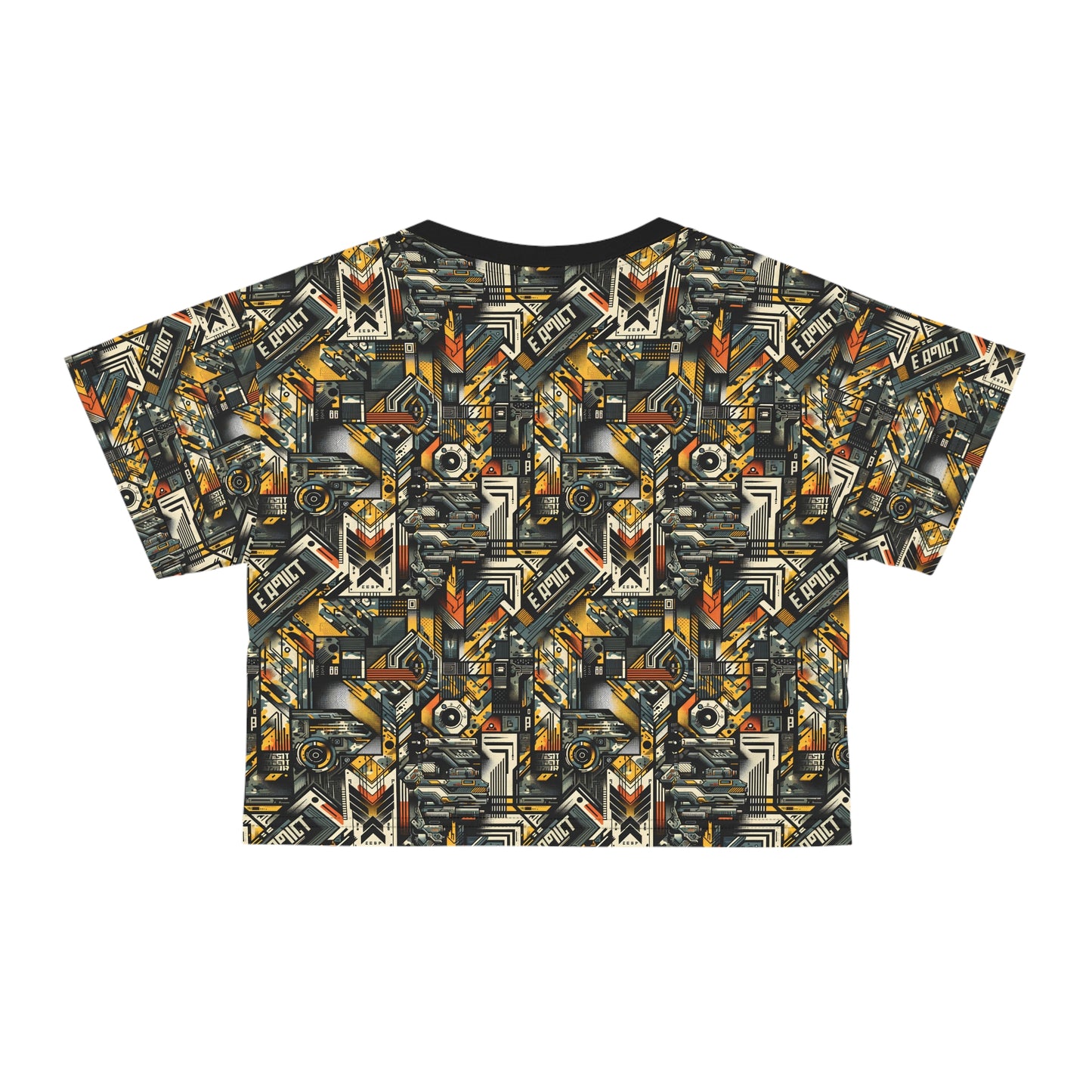 Digital Punk Futuristic Grunge Crop Tee - 8404 Design-49