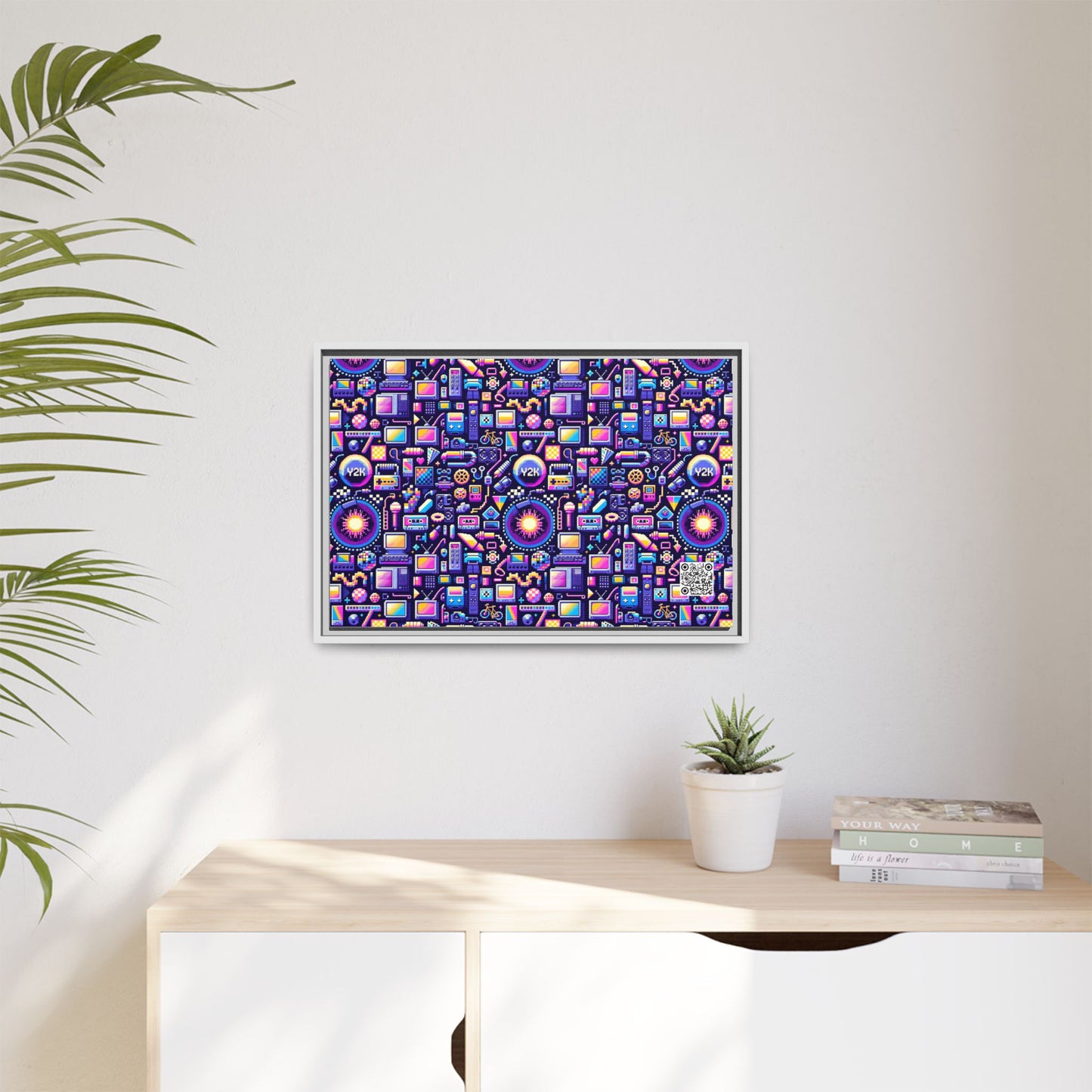 Digital Nostalgia Modern Retro Fusion Matte Canvas, Framed (multi-Color) - 8404 Design-64 B