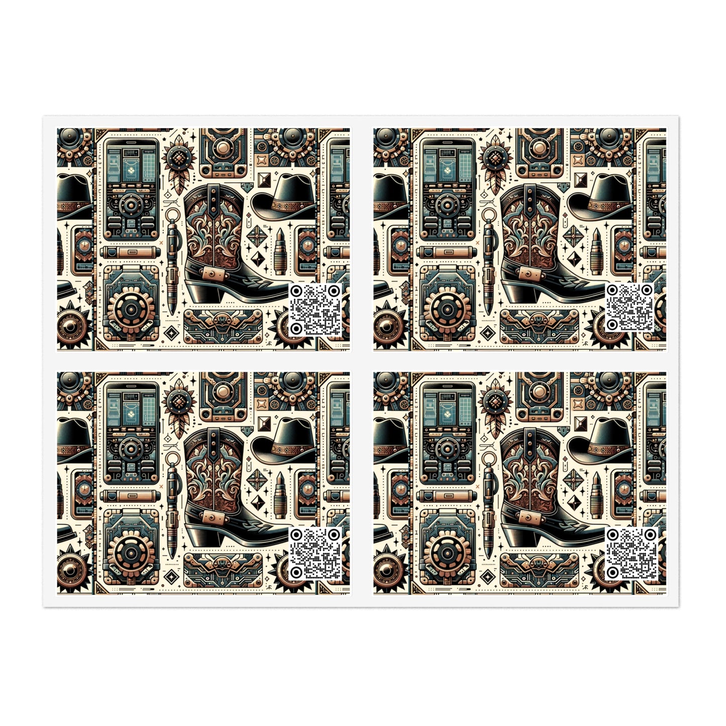 Digital Cowboy Chic Tech-Infused Western Fusion Sticker Sheets - 8404 Design-51