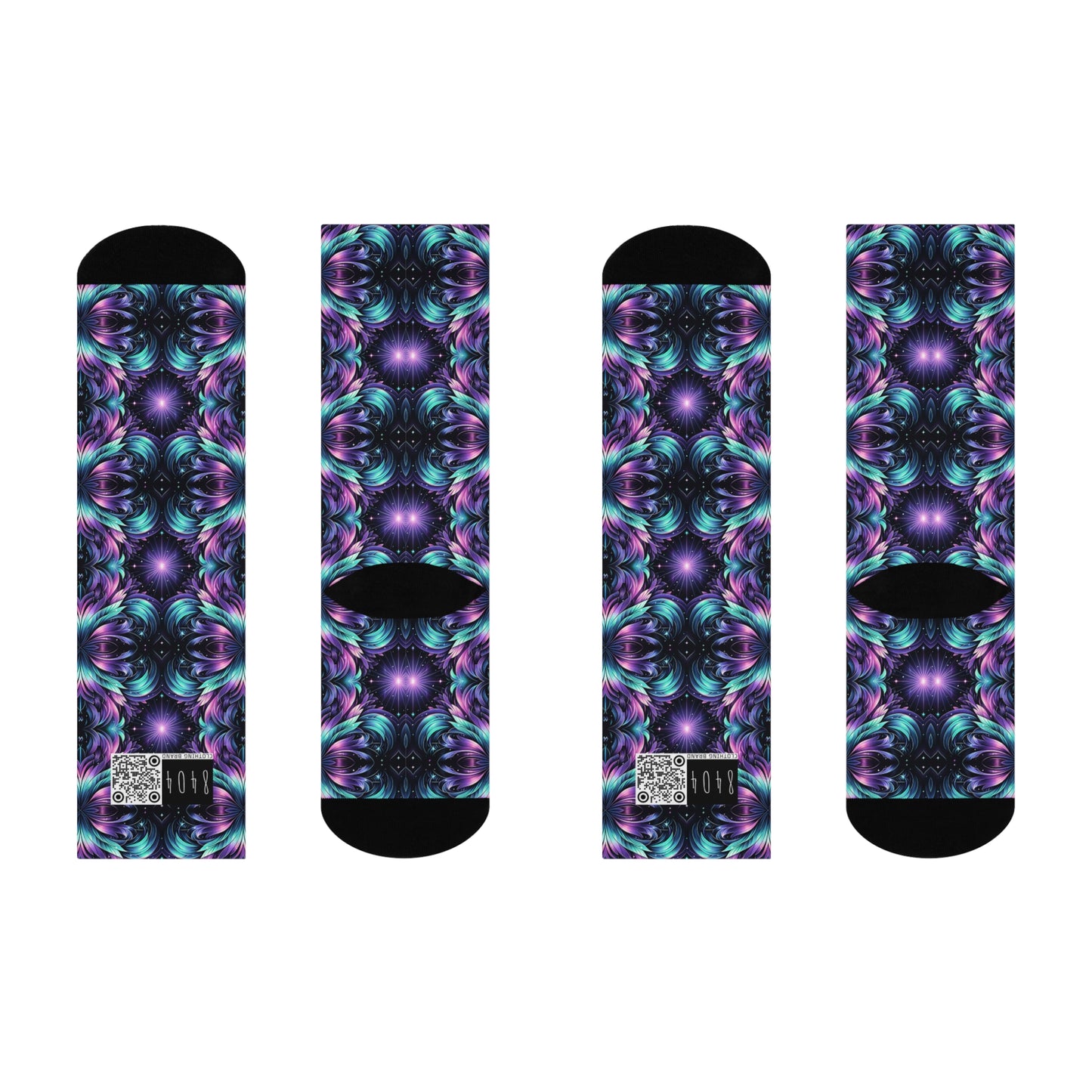 Iridescent Dream Futuristic Tech Cushioned Crew Socks - 8404 Design-60