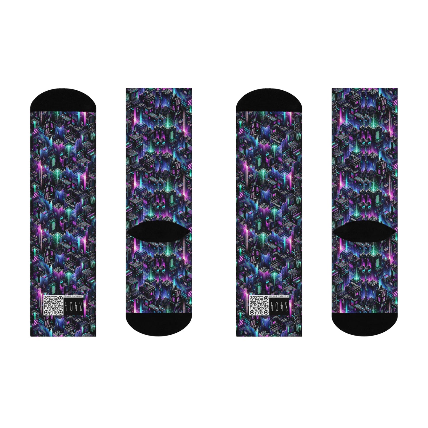 Tech Noir Graphics Futuristic Tech Aesthetics Cushioned Crew Socks - 8404 Design-55