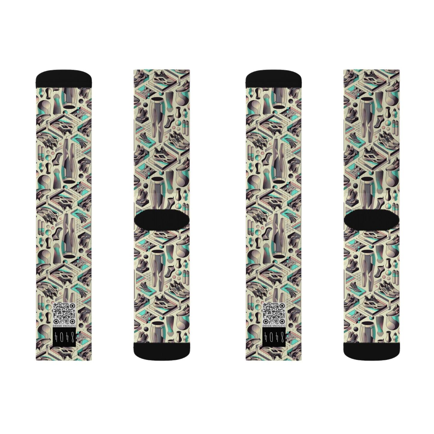 Tech-Infused Athleisure Futuristic Athletic Tech Sublimation Socks - 8404 Design-44