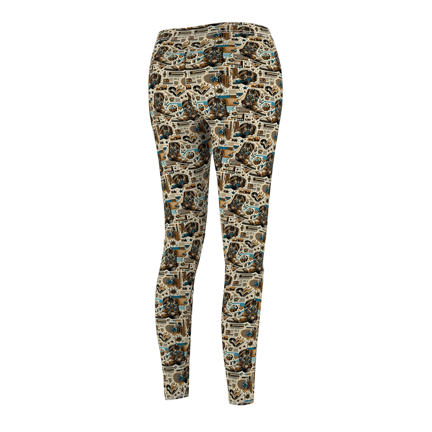 Digital Cowboy Chic Tech-Infused Western Fusion Women's Cut & Sew Casual Leggings - 8404 Design-45
