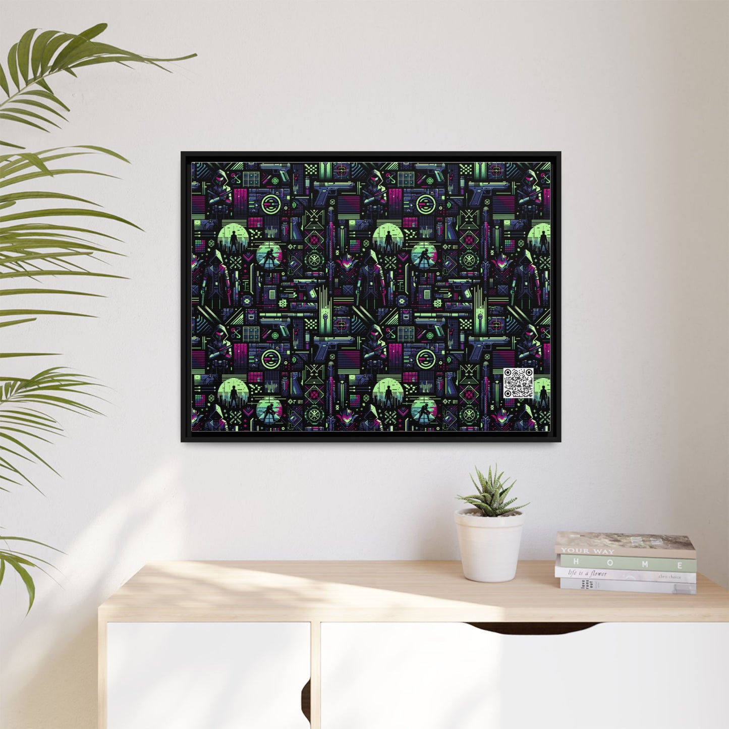 Tech Noir Futuristic Cyberpunk Matte Canvas, Framed (multi-Color) - 8404 Design-63 A