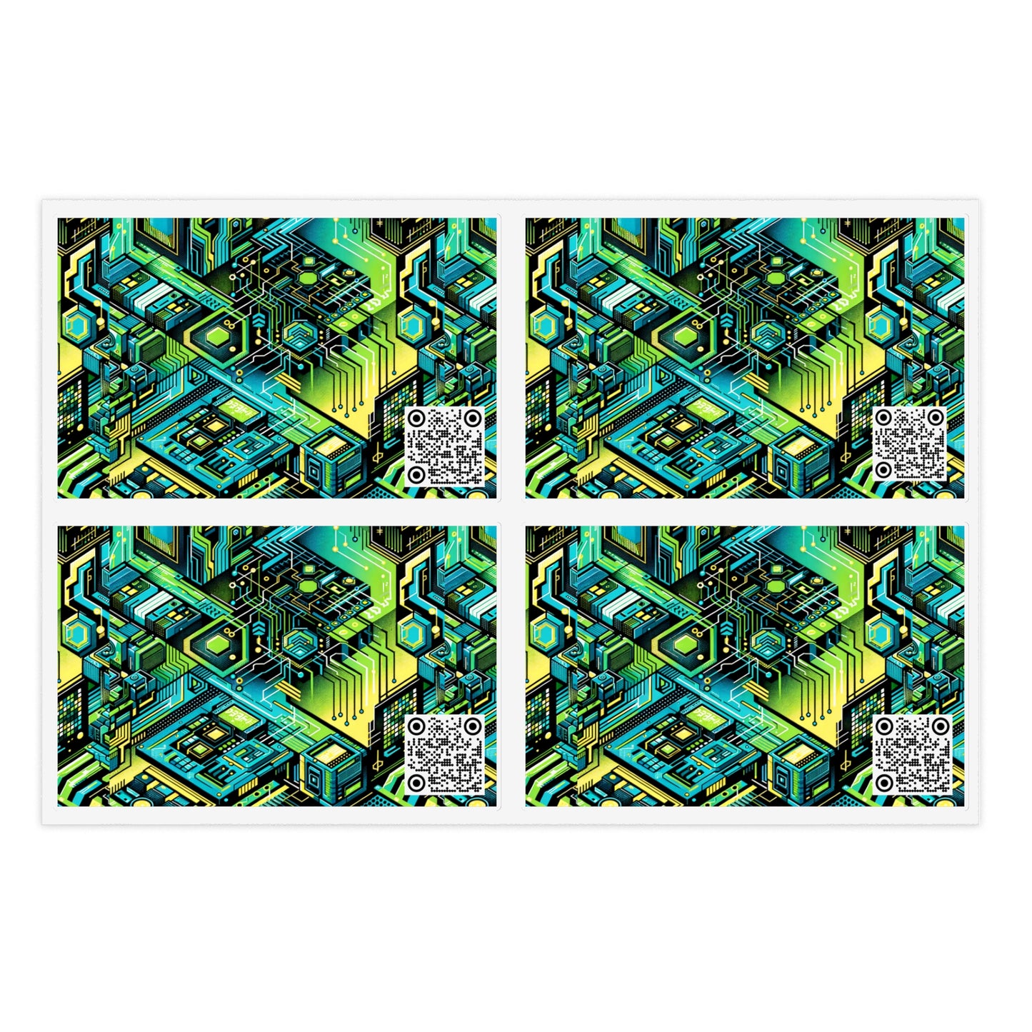 Tech-Infused Neon Tech-Forward Streetwear Sticker Sheets - 8404 Design-38