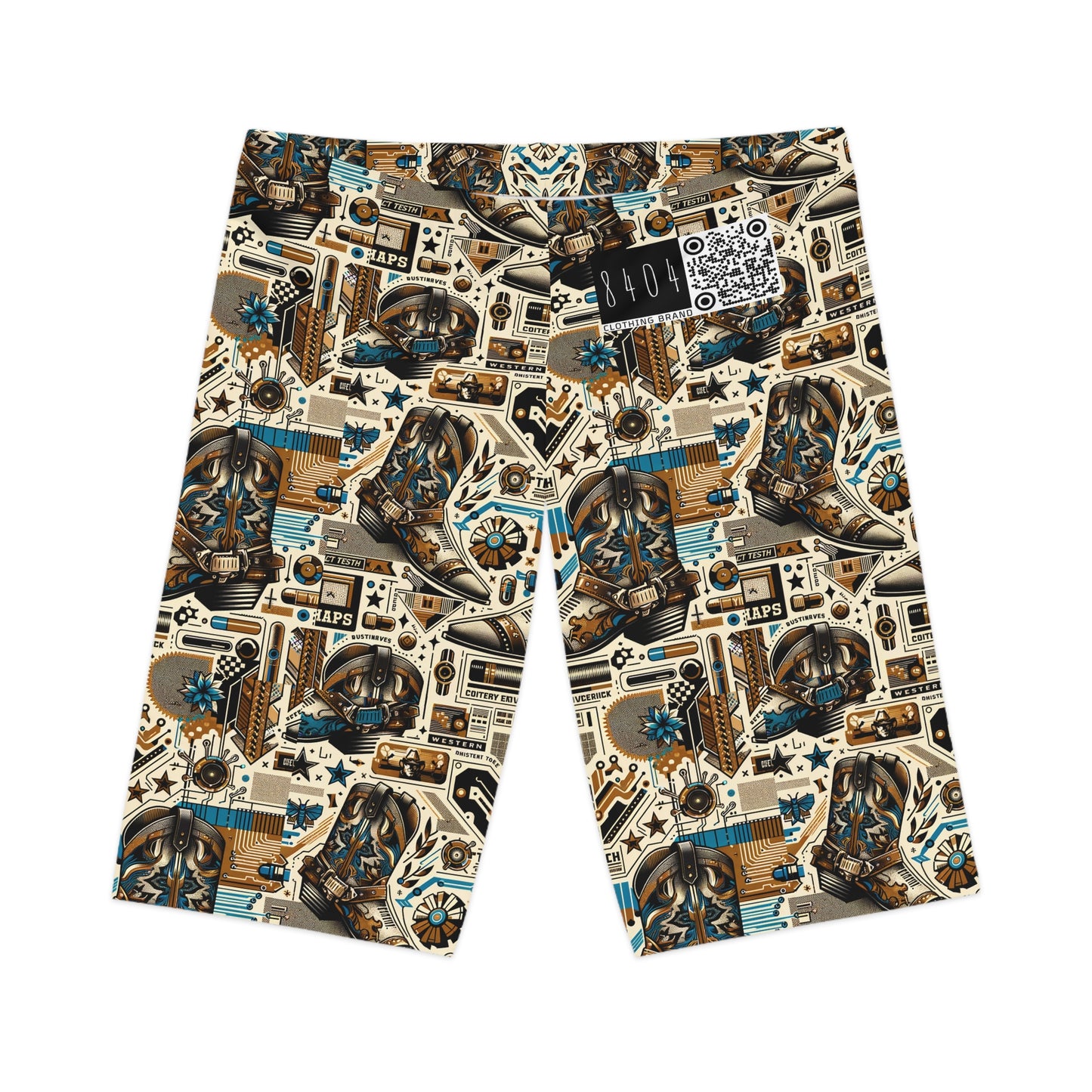 Digital Cowboy Chic Tech-Infused Western Fusion Women's Bike Shorts - 8404 Design-45