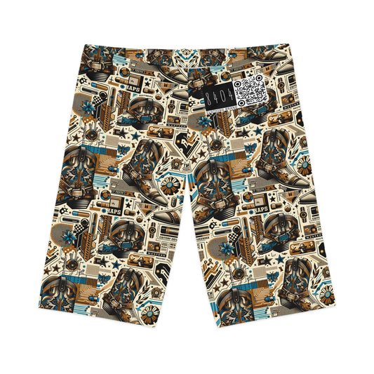 Digital Cowboy Chic Tech-Infused Western Fusion Women's Bike Shorts - 8404 Design-45