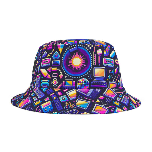 Digital Nostalgia Modern Retro Fusion Bucket Hat - 8404 Design-64