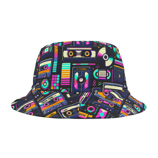 Digital Nostalgia Tech-Inspired Retro Fusion Bucket Hat - 8404 Design-48