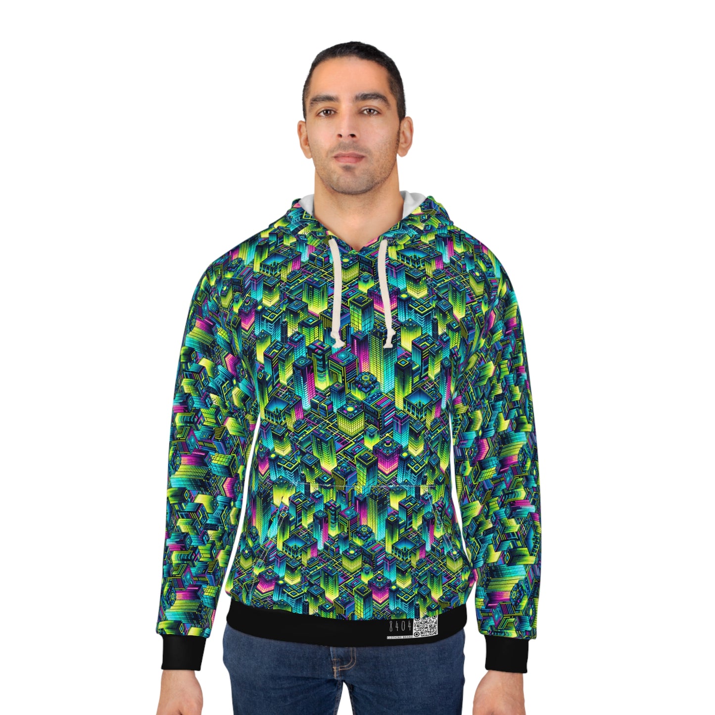 Tech-Infused Neon Tech-Forward Streetwear Pullover Hoodie - 8404 Design-65