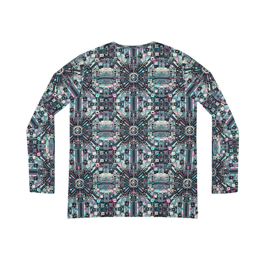 Digital Renaissance Tech-Forward Maximalism Women's Long Sleeve V-Neck Shirt - 8404 Design-44