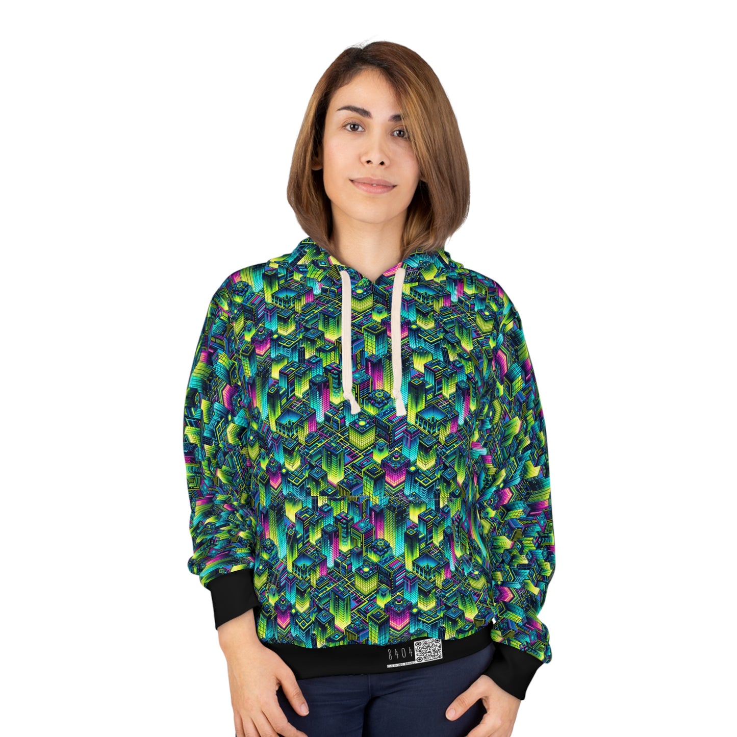 Tech-Infused Neon Tech-Forward Streetwear Pullover Hoodie - 8404 Design-65