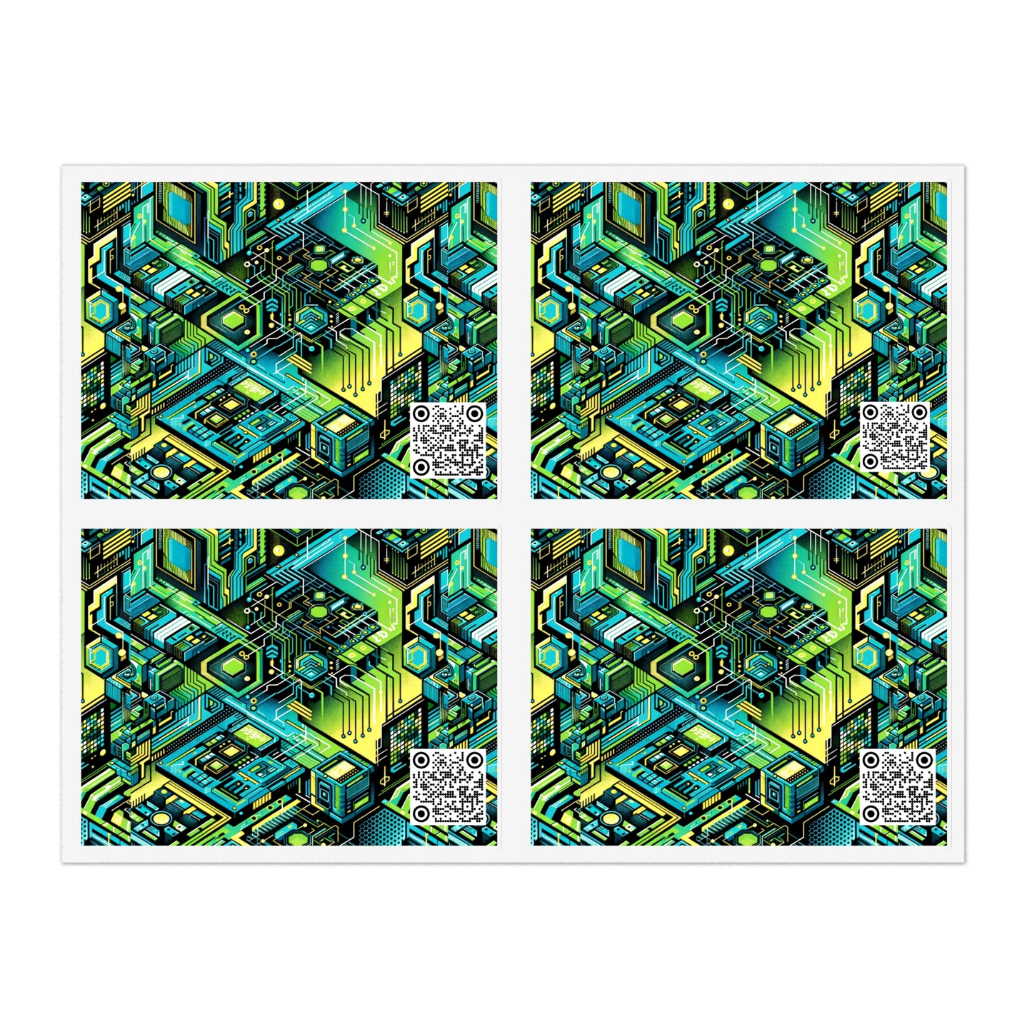 Tech-Infused Neon Tech-Forward Streetwear Sticker Sheets - 8404 Design-38