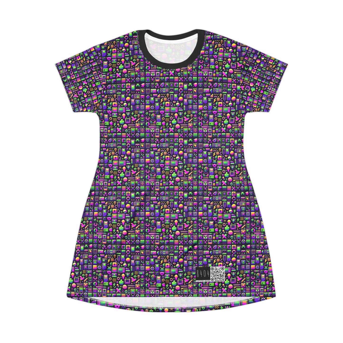 Digital Nostalgia Remix Modern Vintage Fusion T-Shirt Dress - 8404 Design-49