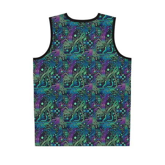 Tech-Infused Neon Tech-Forward Streetwear Basketball Jersey - 8404 Design-66