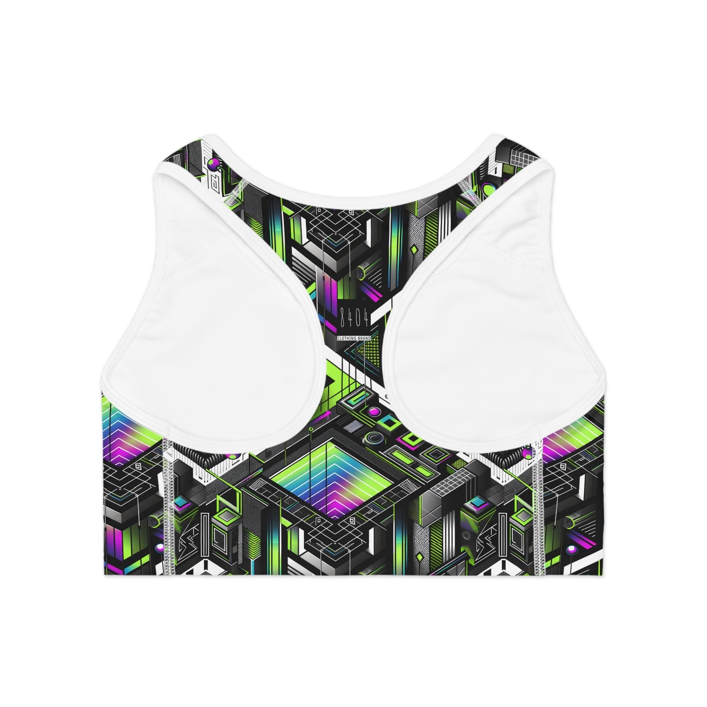 Retro Futurism Graphics Tech-Forward Streetwear Sports Bra - 8404 Design-52