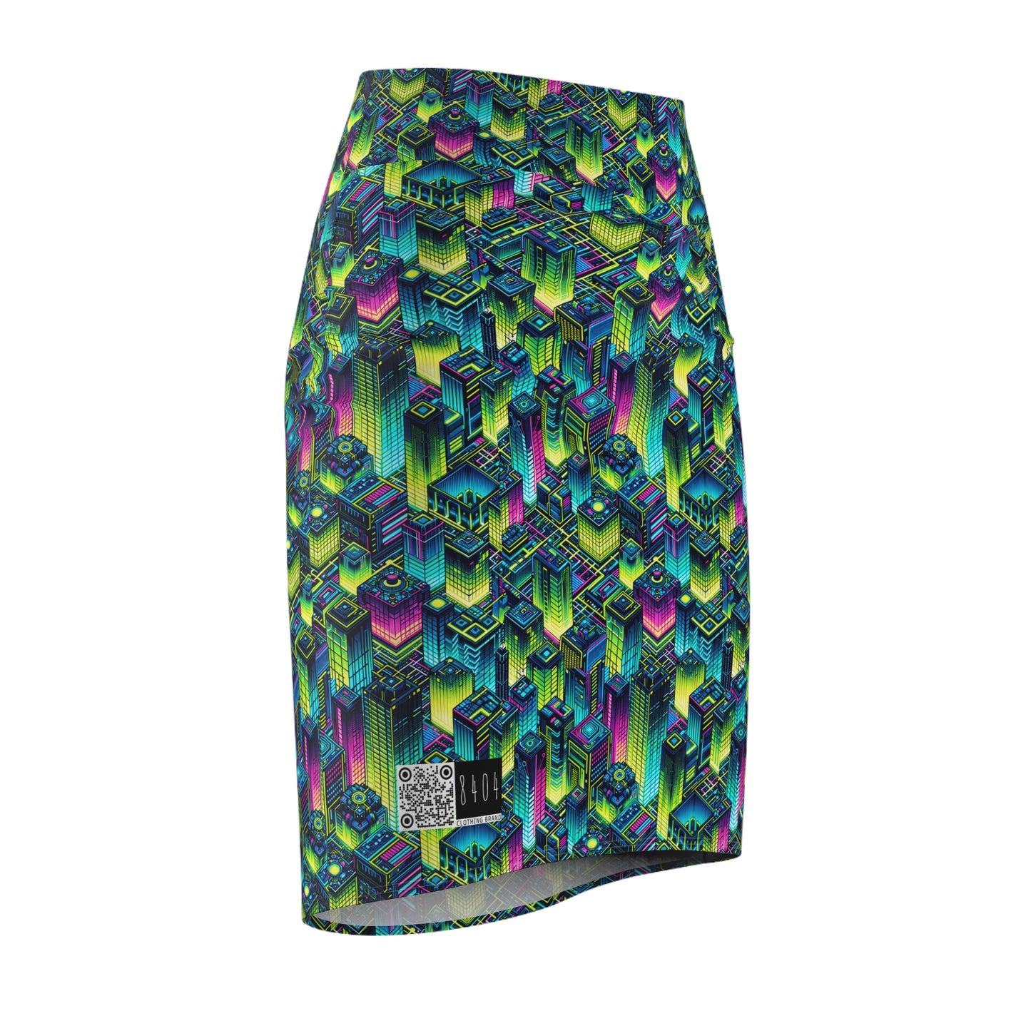 Tech-Infused Neon Tech-Forward Streetwear Women's Pencil Skirt - 8404 Design-65