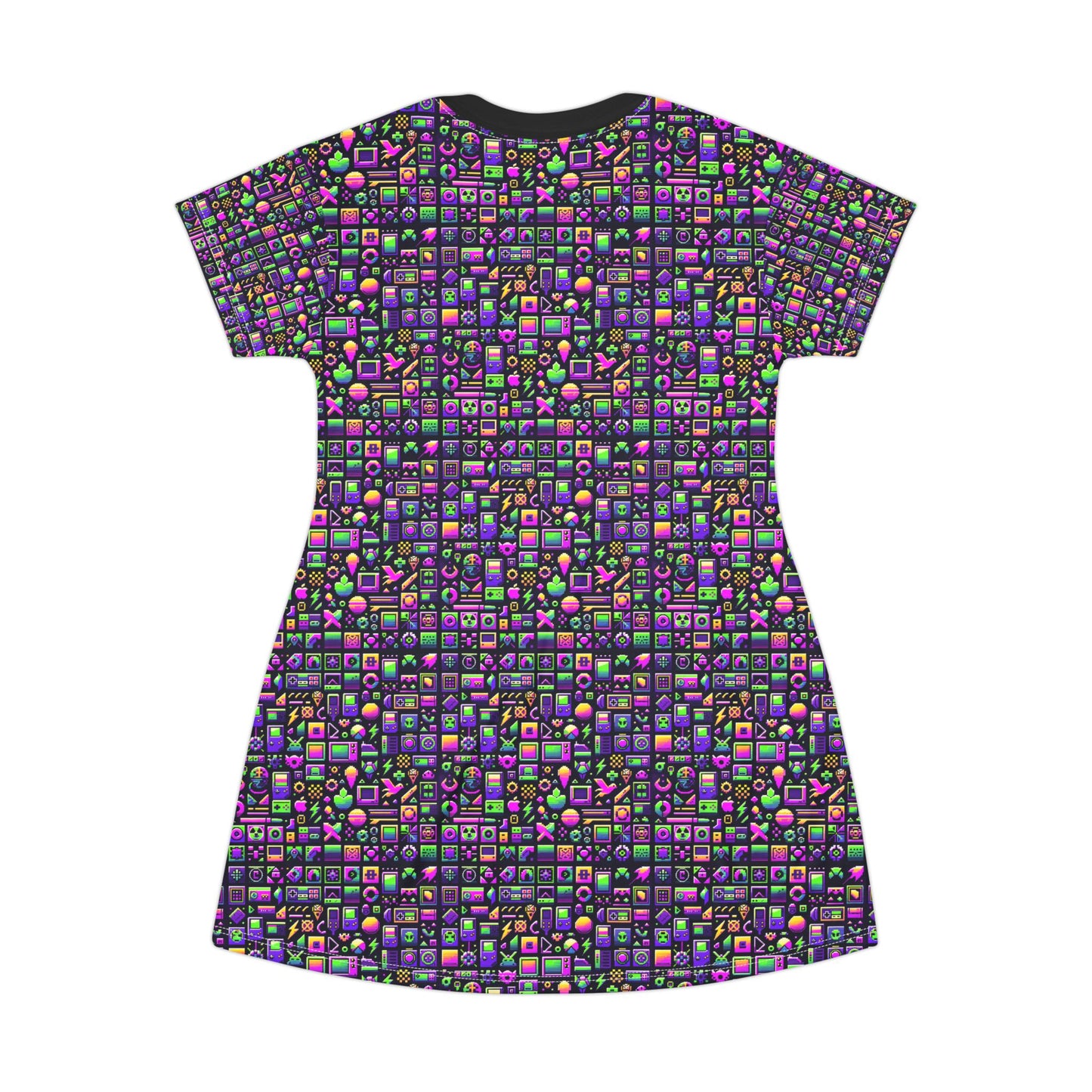 Digital Nostalgia Remix Modern Vintage Fusion T-Shirt Dress - 8404 Design-49