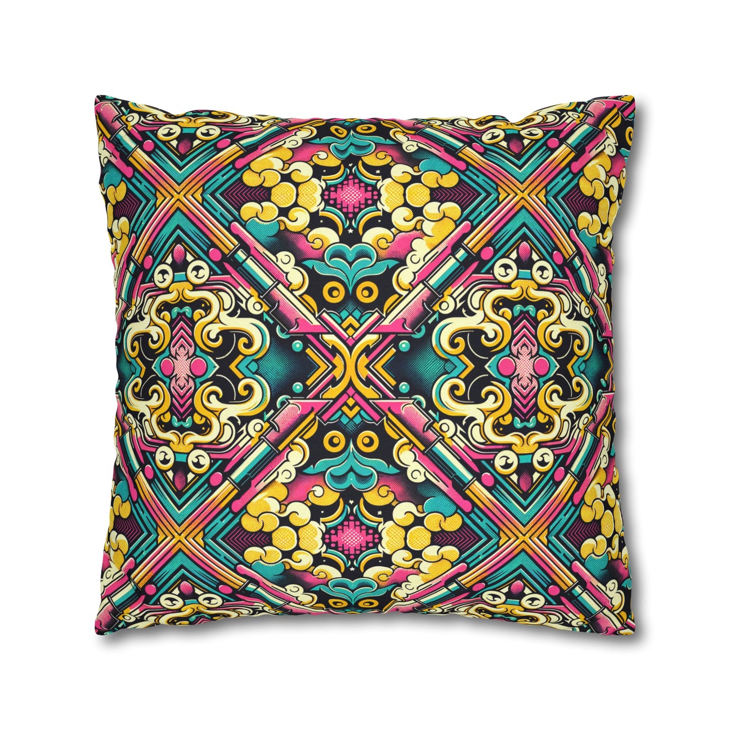 Neon Pop Art Revival Pop Culture Retro Spun Polyester Square Pillowcase - 8404 Design-59