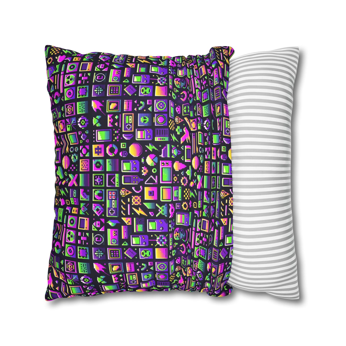Digital Nostalgia Remix Modern Vintage Fusion Faux Suede Square Pillowcase - 8404 Design-49