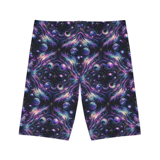 Galactic Hues Tech-Forward Cosmic Fusion Women's Bike Shorts - 8404 Design-41
