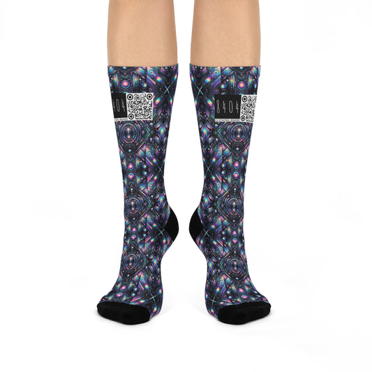 Galactic Hues Tech-Forward Cosmic Fusion Cushioned Crew Socks - 8404 Design-58