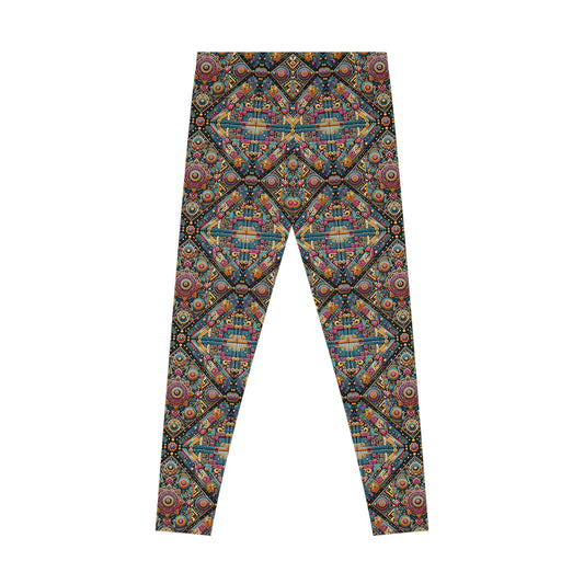 Cultural Fusion Tech Blend of Cultural Heritage With Tech-Inspired Elements Stretch Leggings - 8404 Design-58