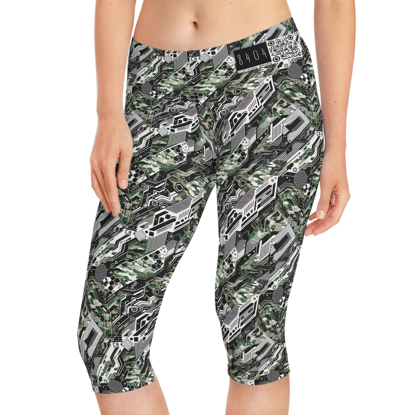 Tech Camo Fusion Tech-Forward Streetwear With a Futuristic Edge Women's Capri Leggings - 8404 Design-46