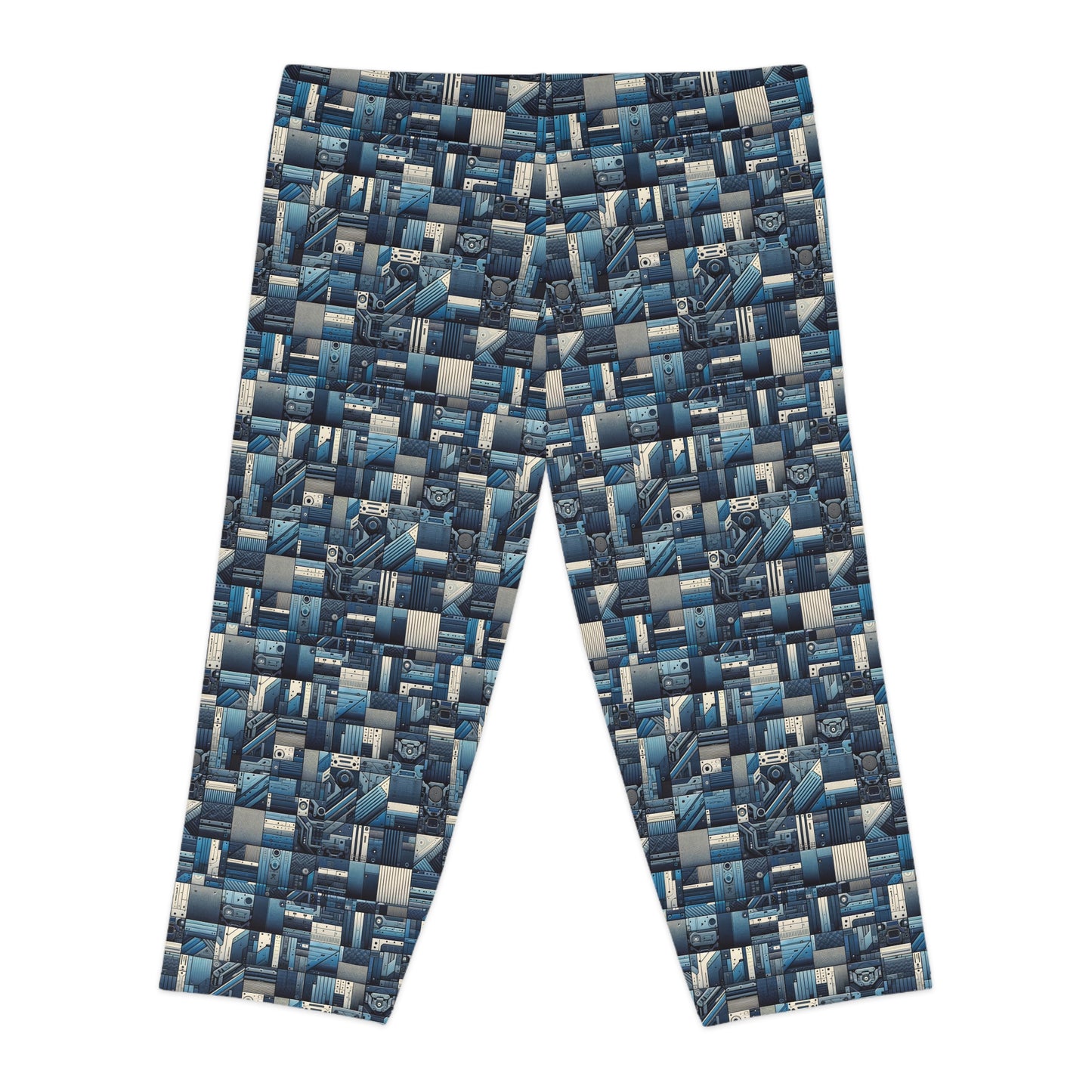 Tech-Inspired Utility Tech-Forward Streetwear With Utilitarian Edge Women's Capri Leggings - 8404 Design-44