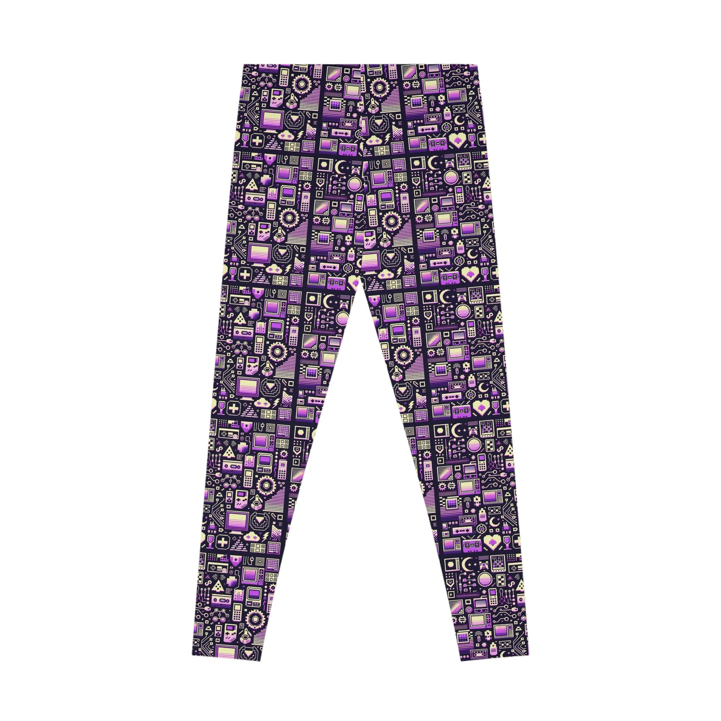 Digital Nostalgia Remix Modern Vintage Fusion Stretch Leggings - 8404 Design-54