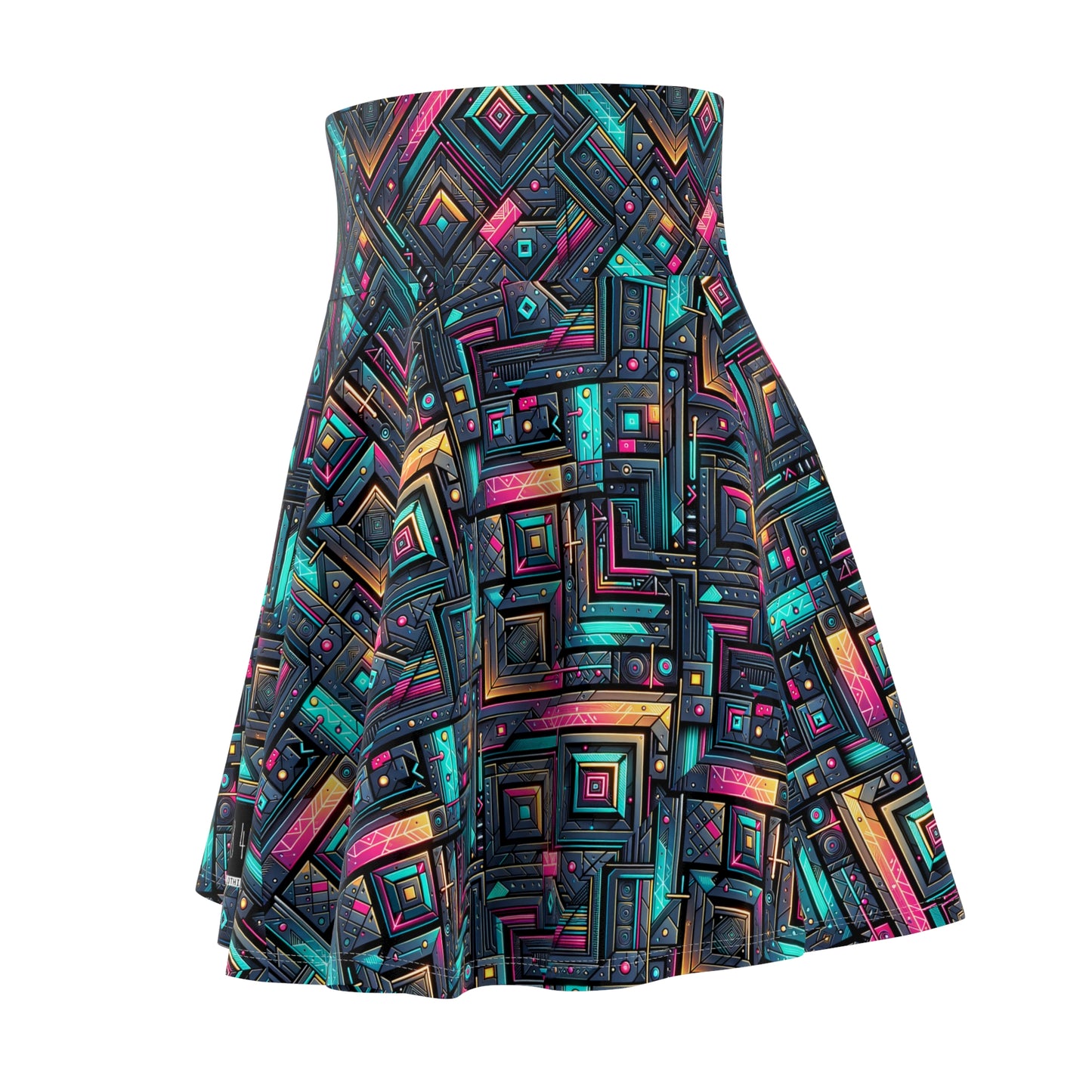 Tech-Inspired Graphics Cyberpunk Cool Women's Skater Skirt - 8404 Design-67