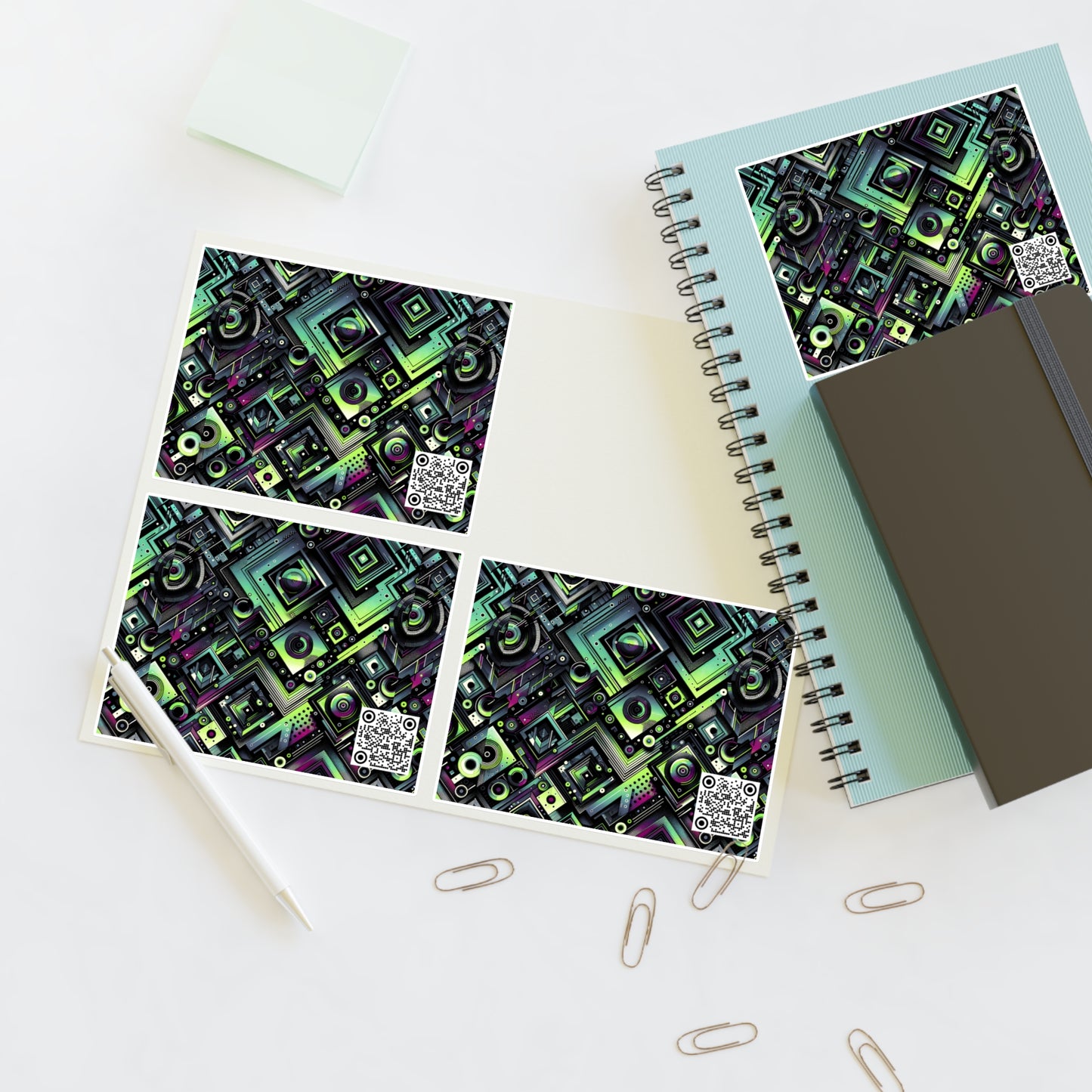 Tech-Tonal Graphics Tech-Forward Streetwear Sticker Sheets - 8404 Design-62
