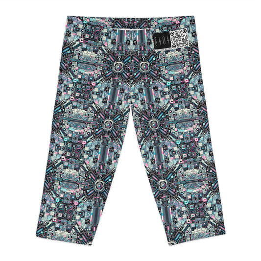 Digital Renaissance Tech-Forward Maximalism Women's Capri Leggings - 8404 Design-44