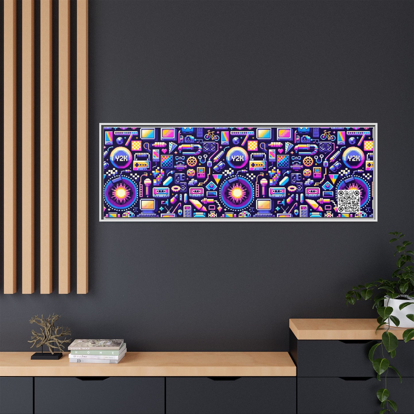 Digital Nostalgia Modern Retro Fusion Matte Canvas, Framed (multi-Color) - 8404 Design-64 B