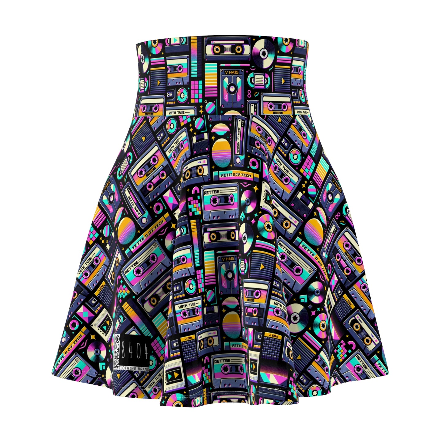 Digital Nostalgia Tech-Inspired Retro Fusion Women's Skater Skirt - 8404 Design-48