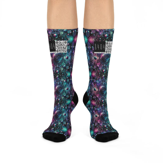 Galactic Hues Tech-Forward Cosmic Fusion Cushioned Crew Socks - 8404 Design-59