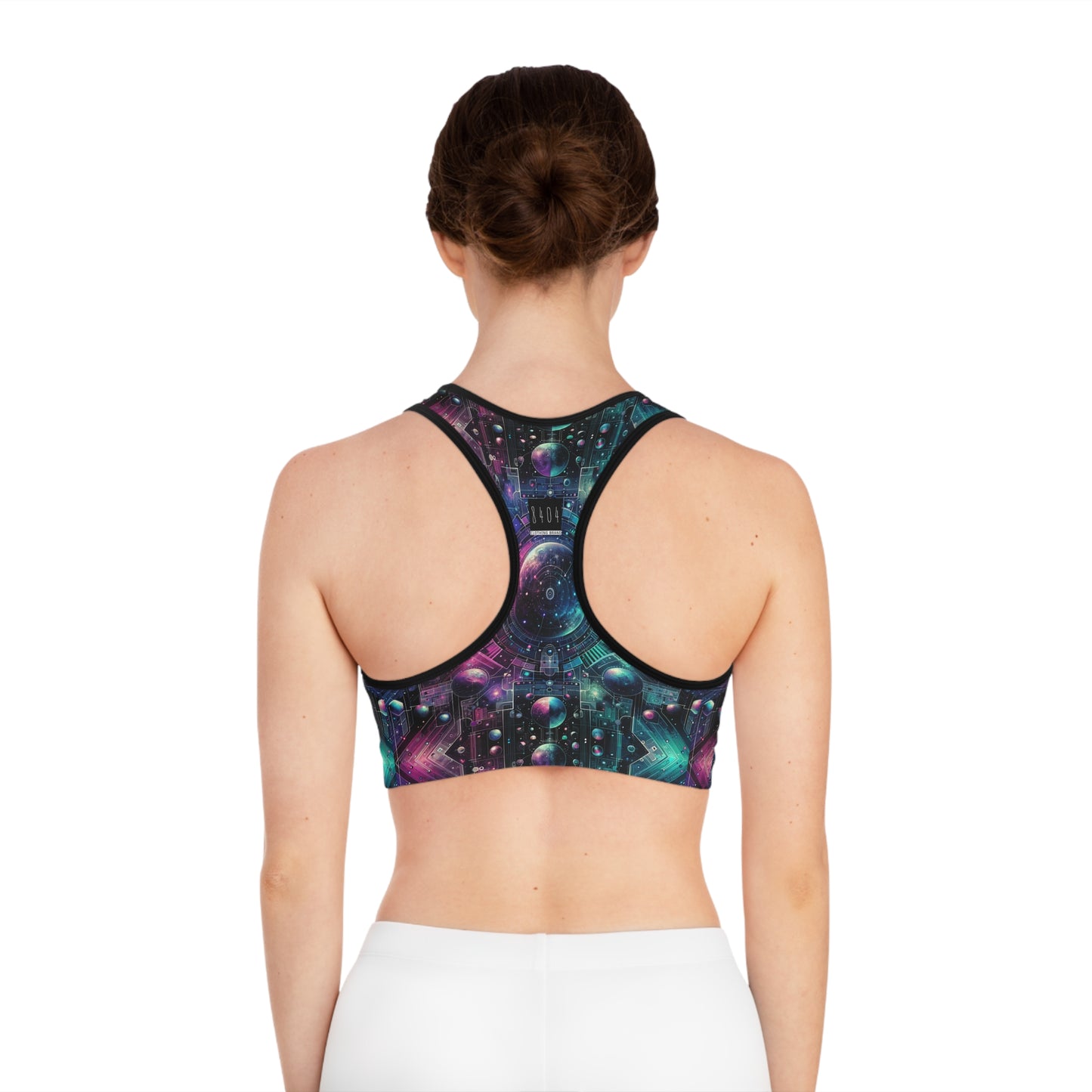 Galactic Hues Tech-Forward Cosmic Fusion Sports Bra - 8404 Design-59