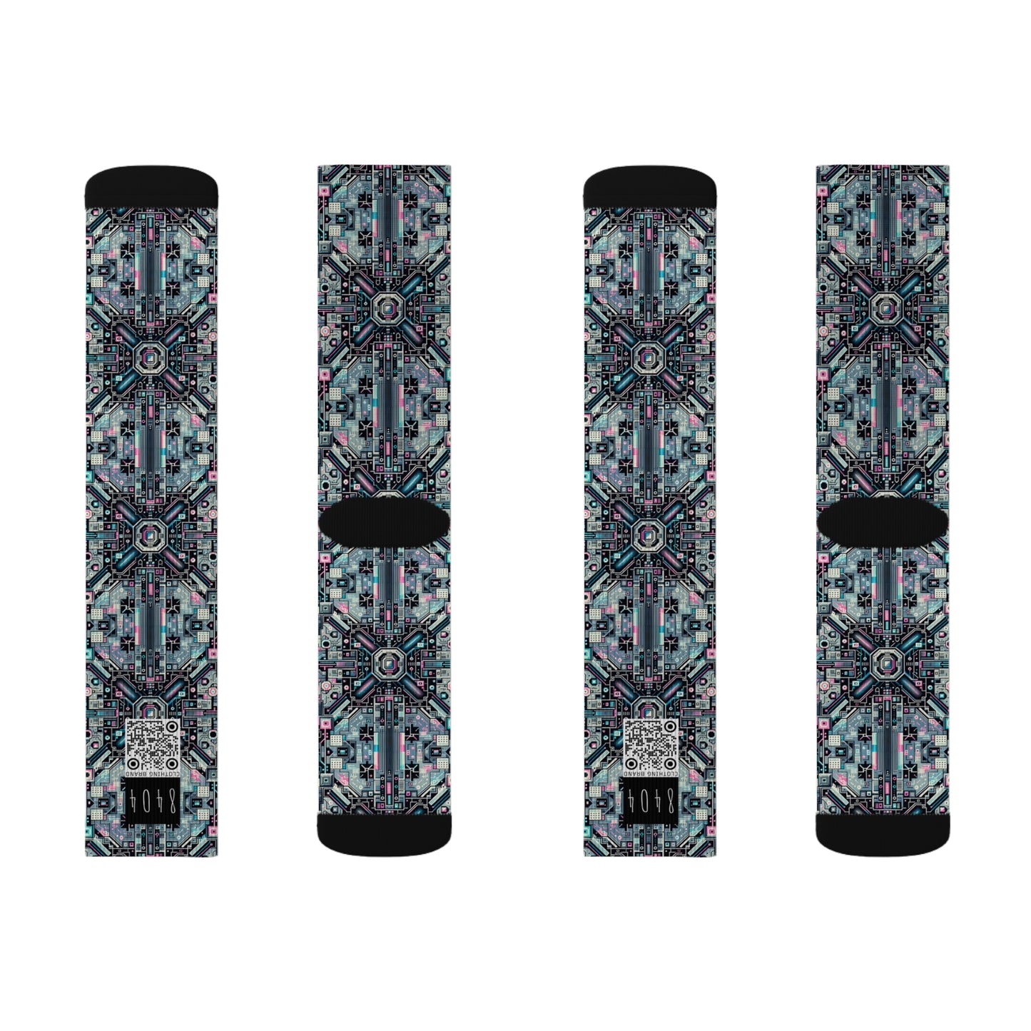Digital Renaissance Tech-Forward Maximalism Sublimation Socks - 8404 Design-44