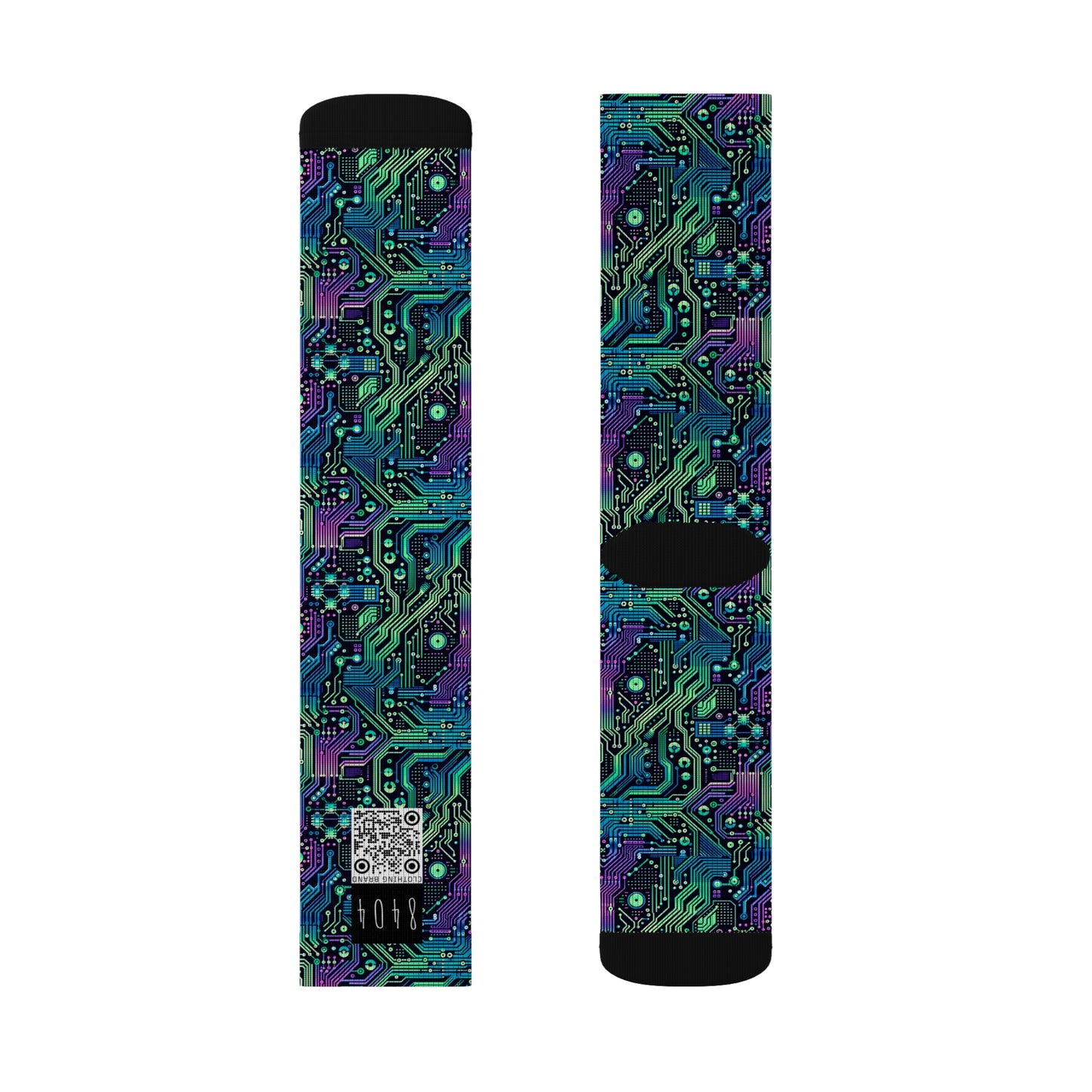 Tech-Infused Neon Tech-Forward Streetwear Sublimation Socks - 8404 Design-66