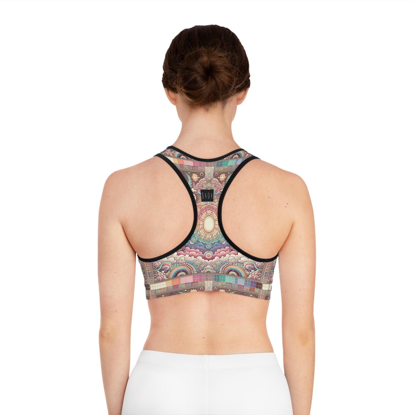 Digital Dreamland Whimsical and Nostalgic Streetwear With a Digital Twist Sports Bra - 8404 Design-56
