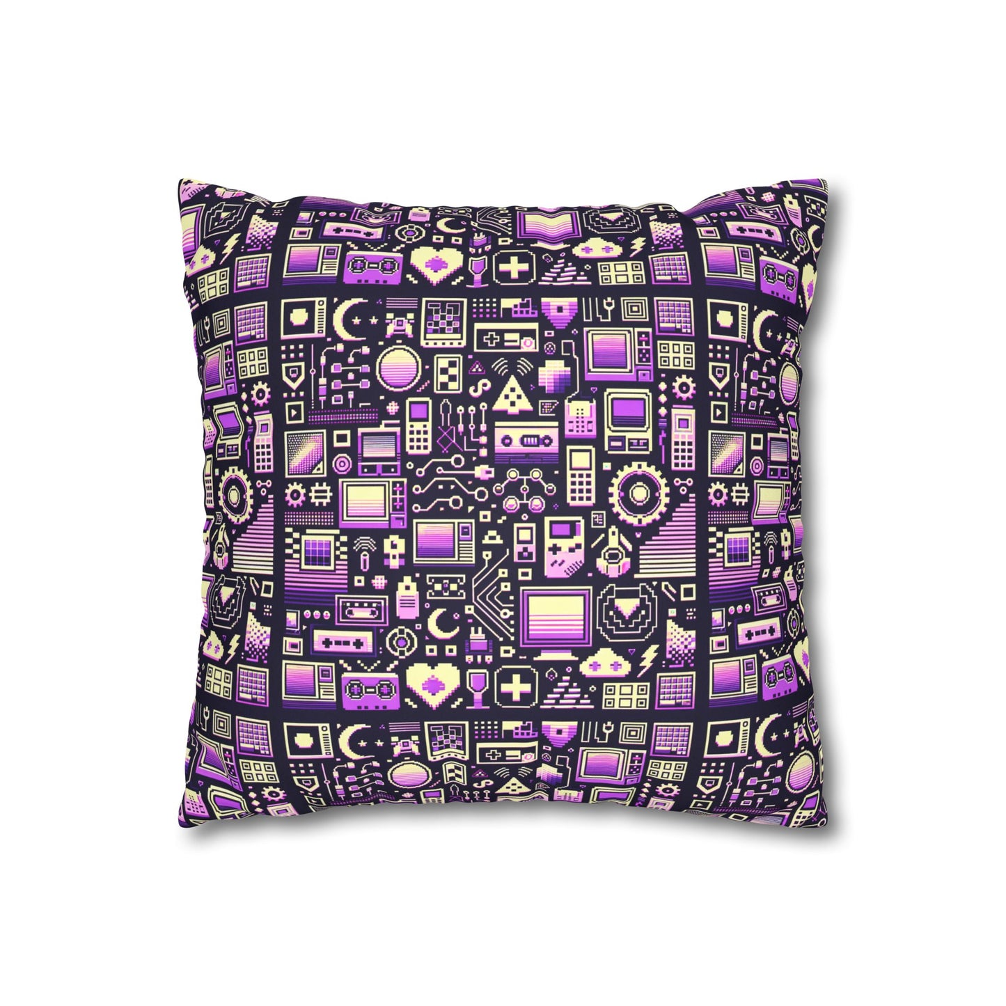 Digital Nostalgia Remix Modern Vintage Fusion Faux Suede Square Pillowcase - 8404 Design-54