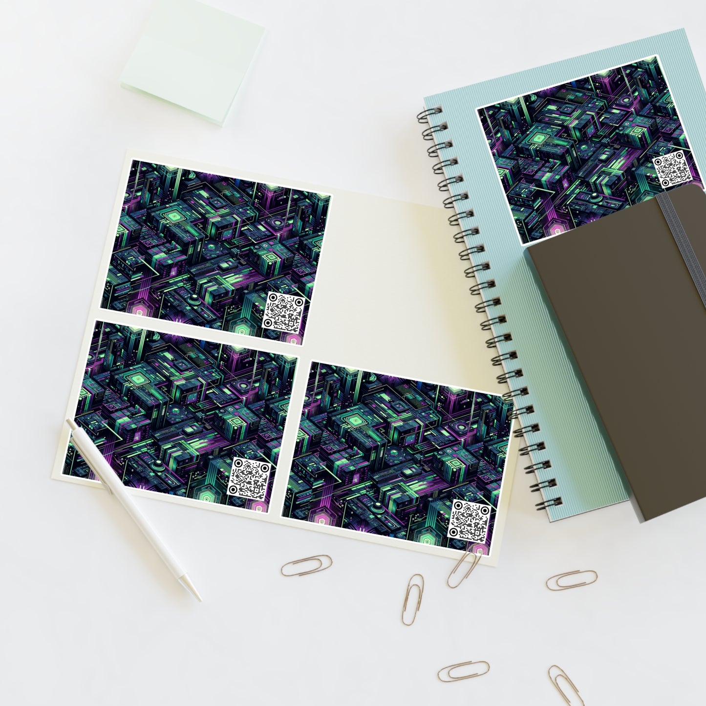 Tech Noir Aesthetics Tech-Forward Urban Dystopia Sticker Sheets - 8404 Design-43