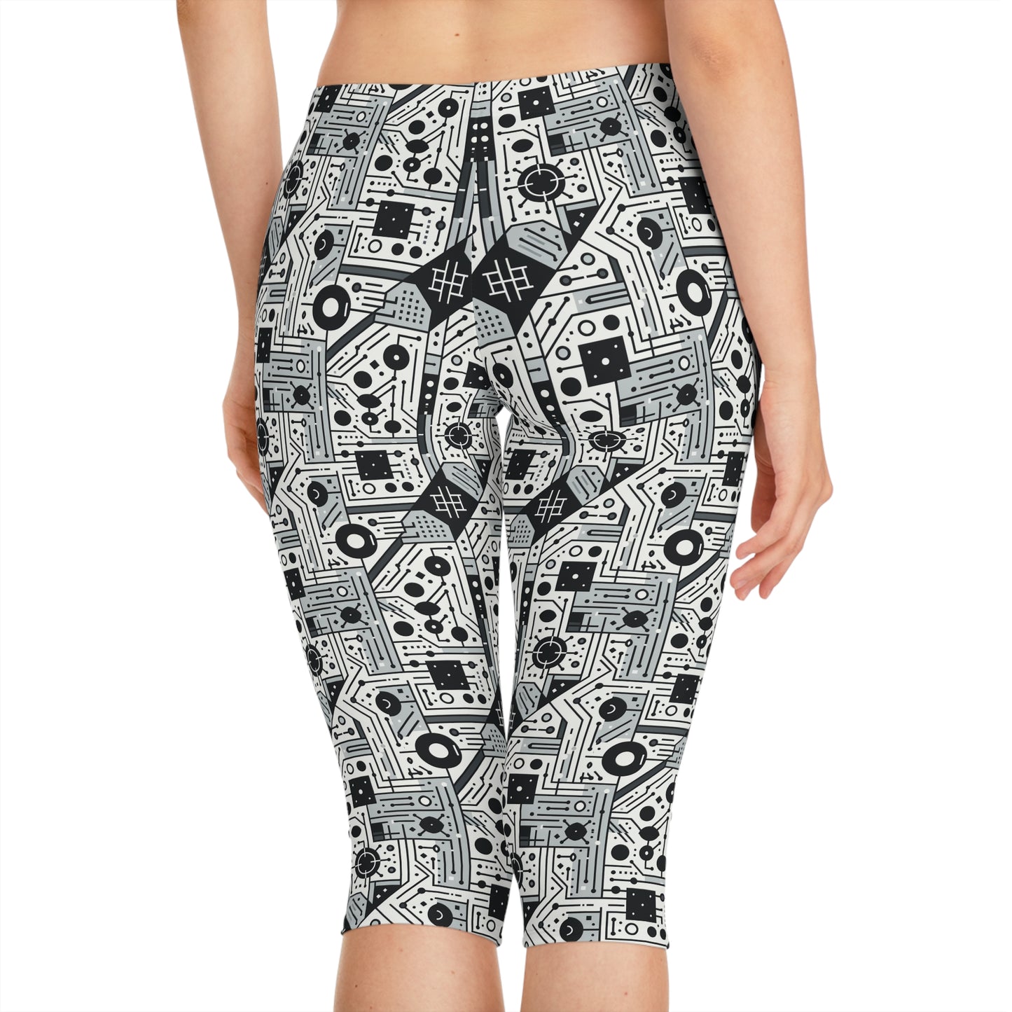 Digital Minimalism Minimalist Tech Women's Capri Leggings - 8404 Design-48