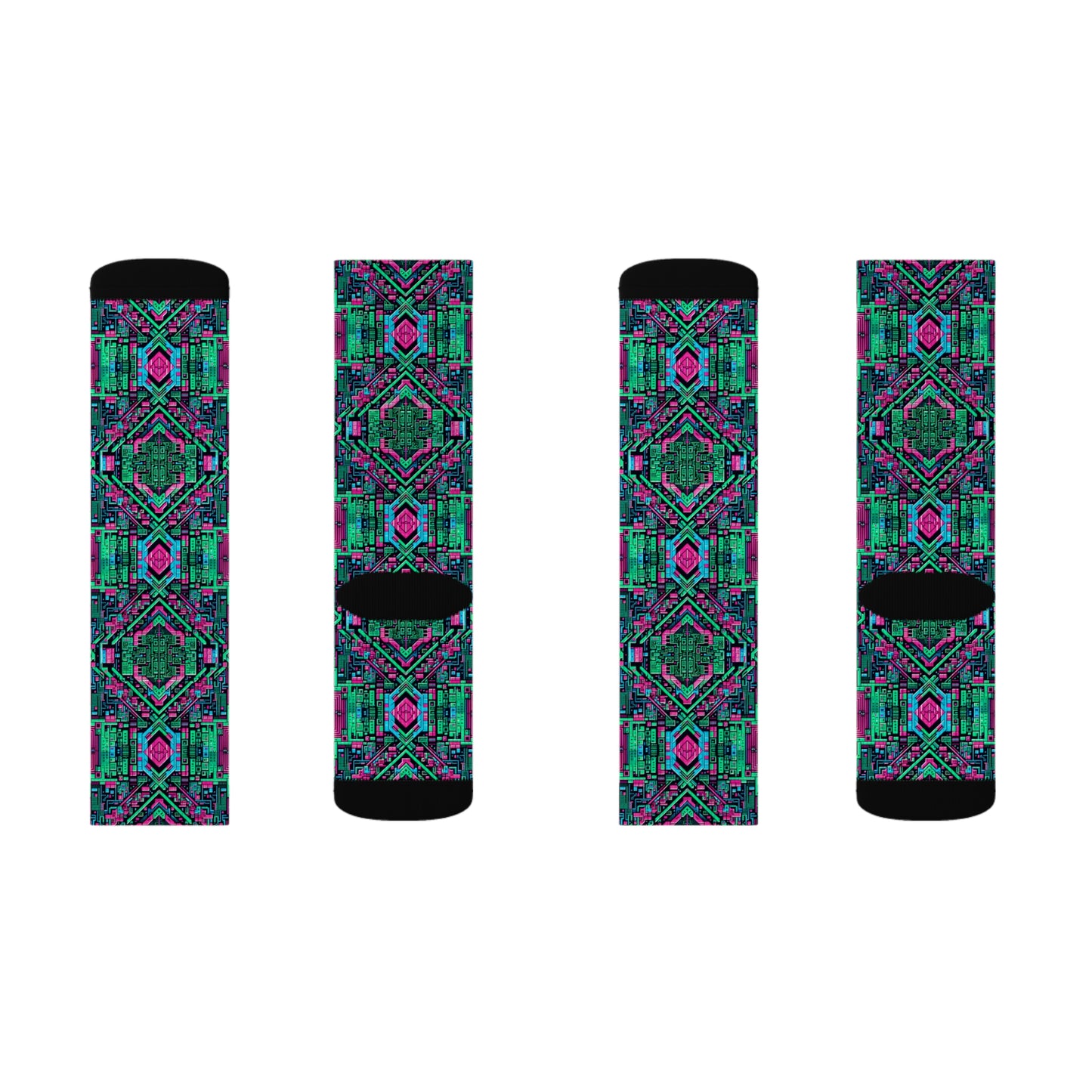 Digital Glitch Vibes Tech-Inspired Streetwear Sublimation Socks - 8404 Design-71