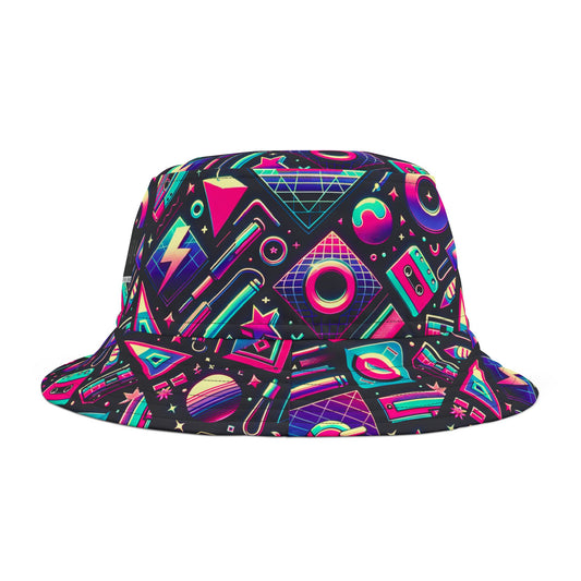 Neon Retro Revival Retro Futurism Bucket Hat - 8404 Design-61