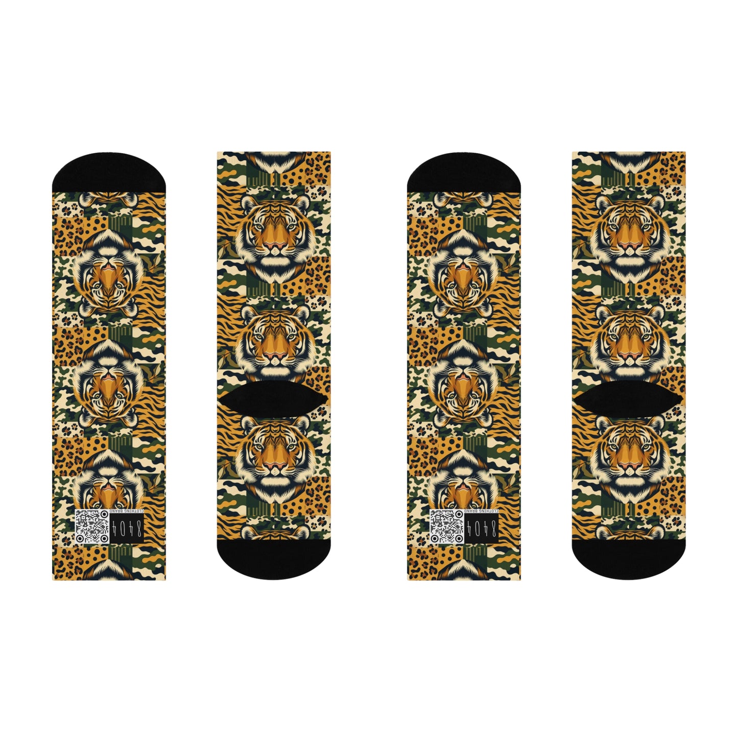Streetwear Safari Urban Jungle Exploration Cushioned Crew Socks - 8404 Design-64