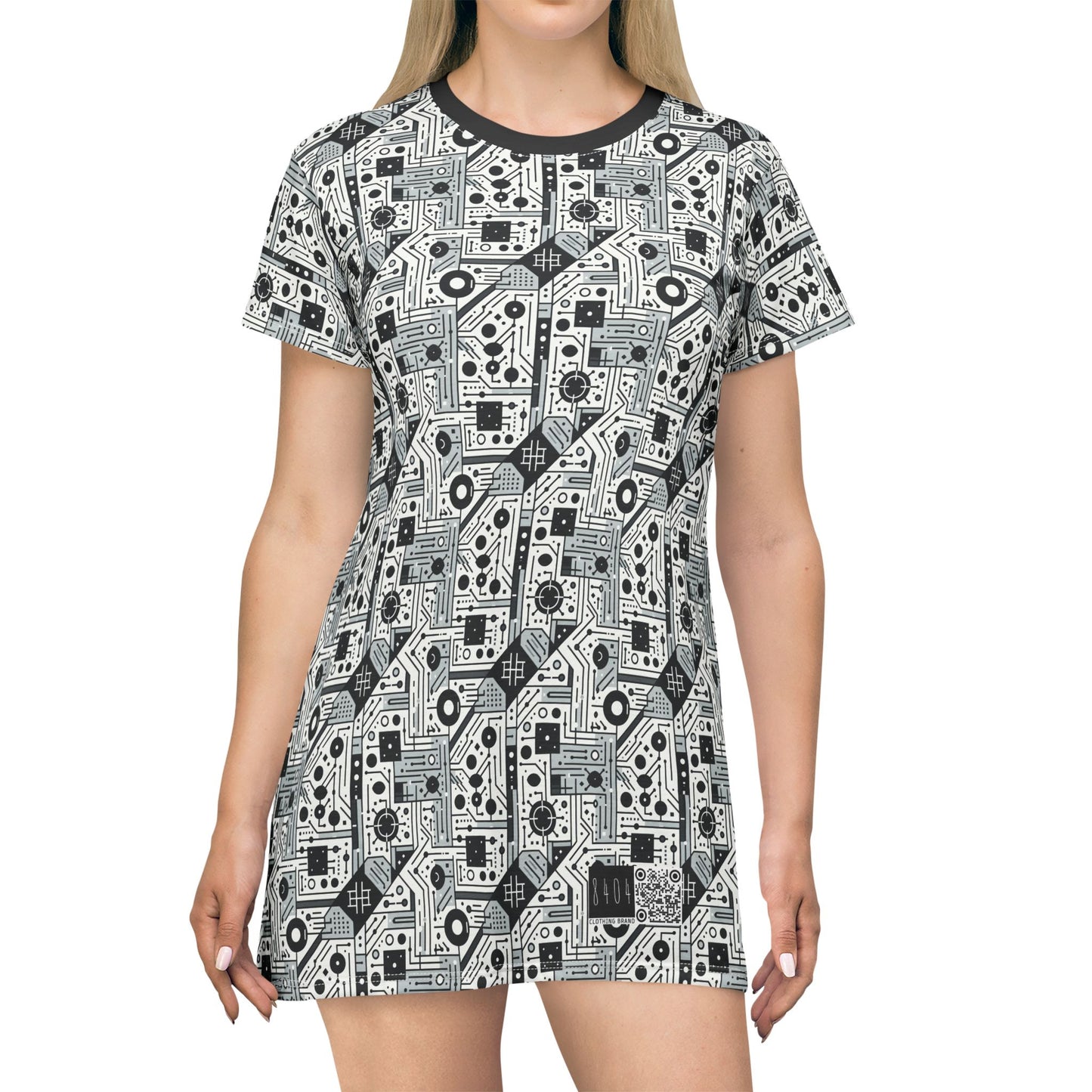 Digital Minimalism Minimalist Tech T-Shirt Dress - 8404 Design-48