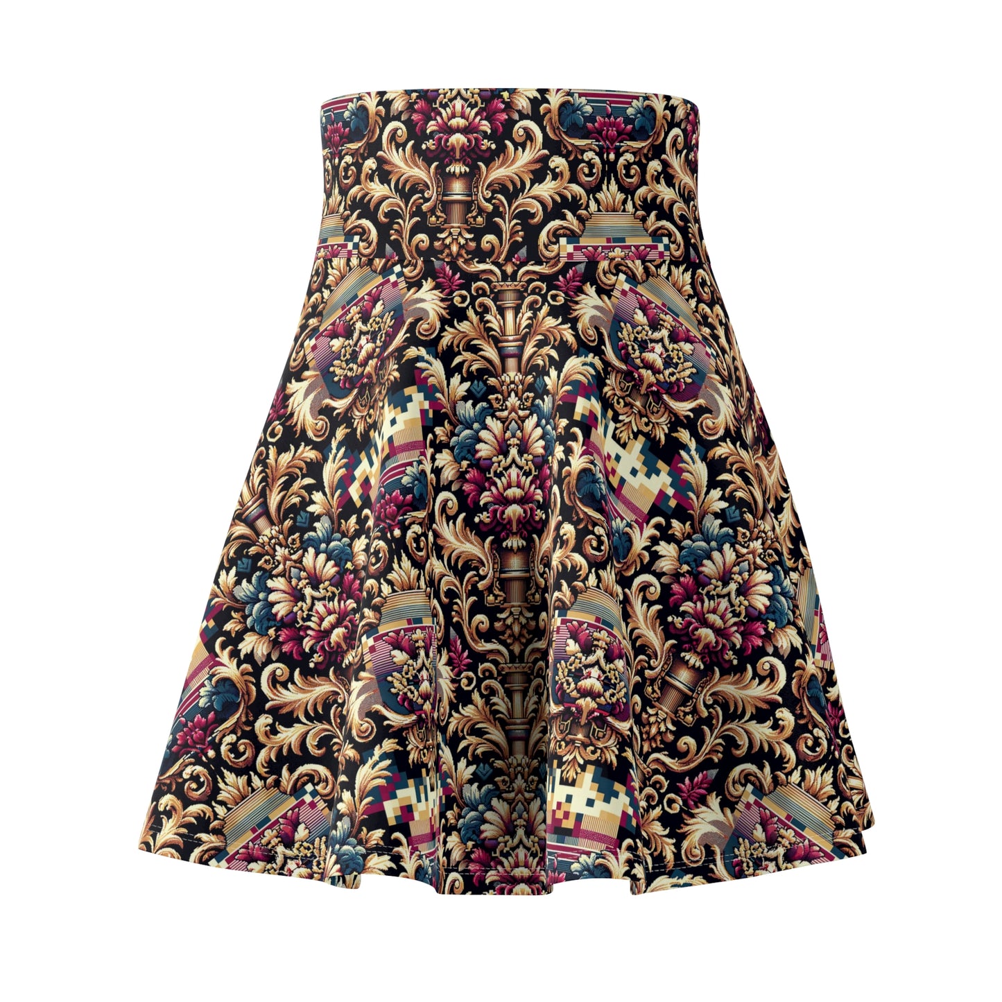 Digital Renaissance Modern Baroque Fusion Women's Skater Skirt - 8404 Design-53