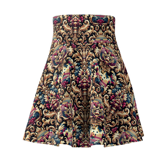 Digital Renaissance Modern Baroque Fusion Women's Skater Skirt - 8404 Design-53